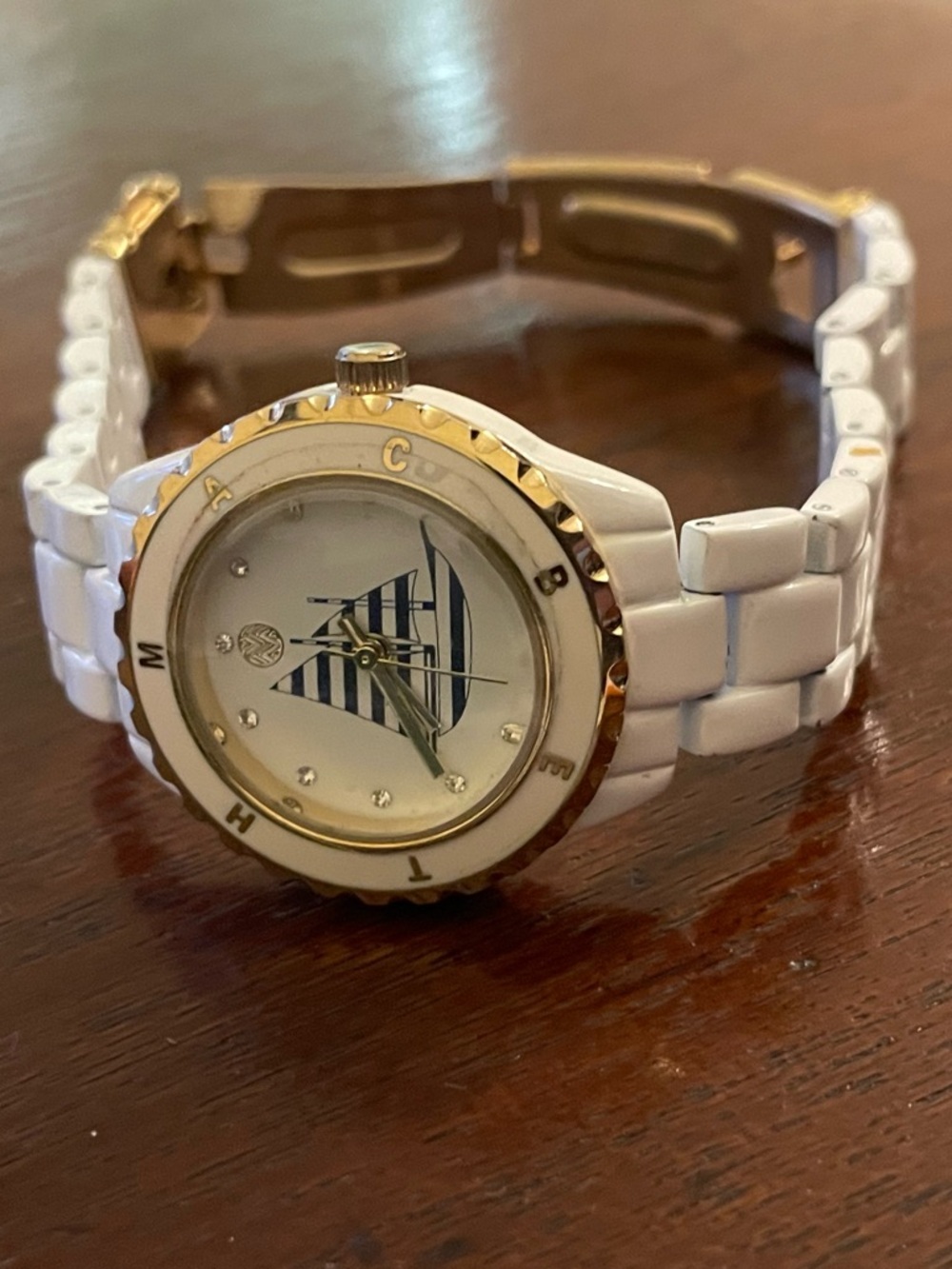 Macbeth Collection Margaret Josephs White & Gold Nautical Watch Chic Wristwatch - Picture 5 of 6